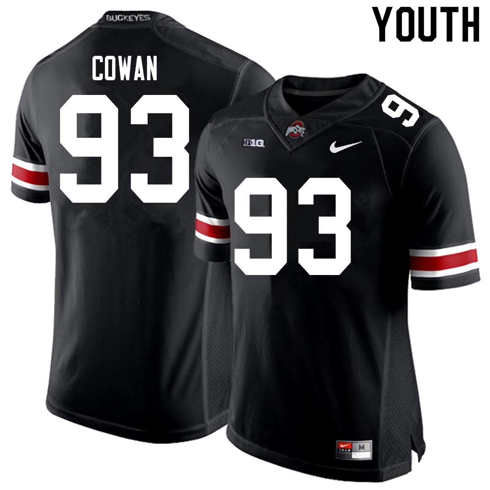 Jacolbe Cowan Ohio State Buckeyes Youth NCAA #93 Nike Black College Stitched Football Jersey ISD3656DK